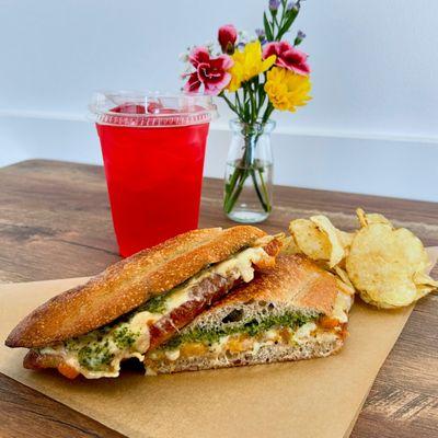 Grilled cheese and hibiscus lemonade