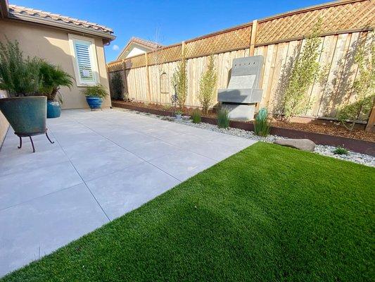 Artificial Turf + Porcelain Pavers