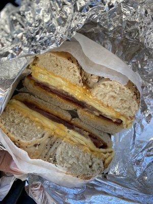 Taylor Ham, Egg & Cheese Breakfast Sandwich everything bagel