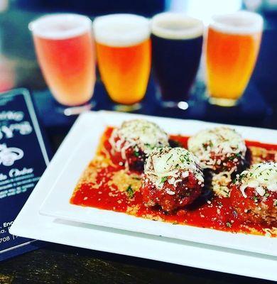 Meatballs & beer flight