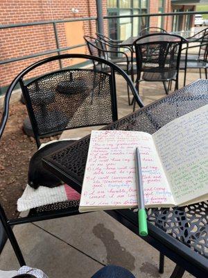 Journaling in the porch