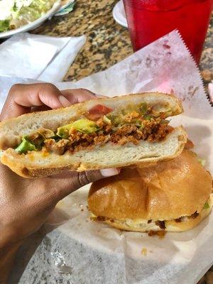 Inside the chorizo torta