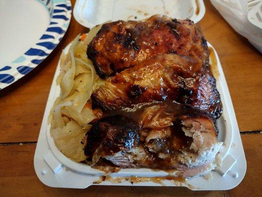 Jerk chicken with rice, cabbage, and plantain (small)