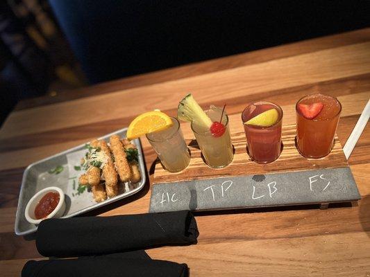 Margarita flight & Mozzarella Sticks