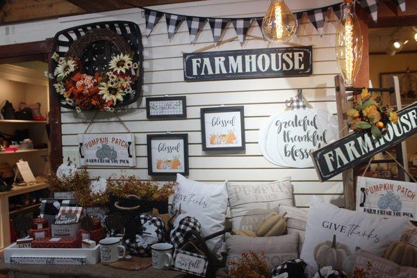 In the Gift Shop, seasonal home decor including custom creations, fashions, jewelry, candles, foods, garden wear, baby items, houseplants.