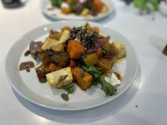 Harvest salad with black truffle shavings