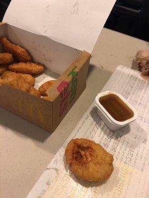 Bite out of chicken McNuggets