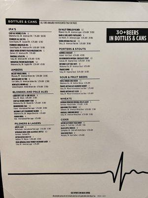 Drink menu