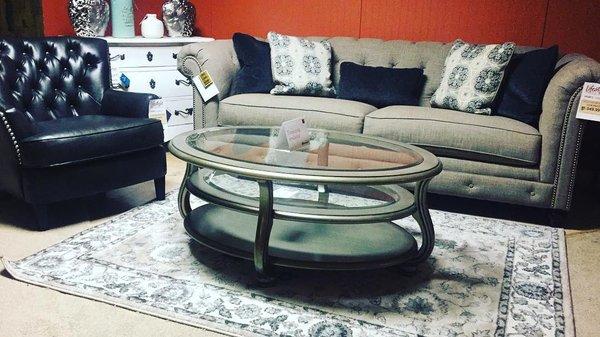 Azlyn Sepia Sofa & Charcoal Accent Chair by Ashley