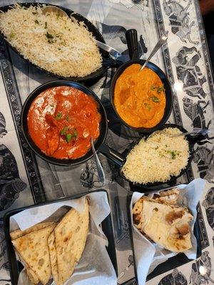 Chicken Tikka Masala (red) & Butter Chicken (orange)