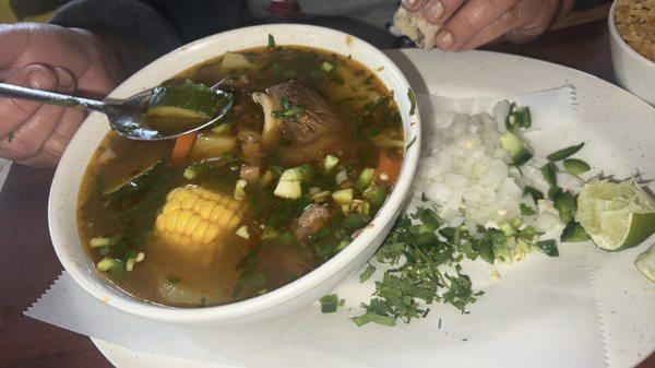 Caldo de res was very good.