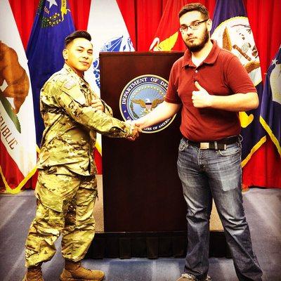 Staff Sergeant Quitugua welcomes our newest future Soldier to the brotherhood.