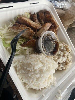 Terriyaki chicken with macaroni salad and rice!