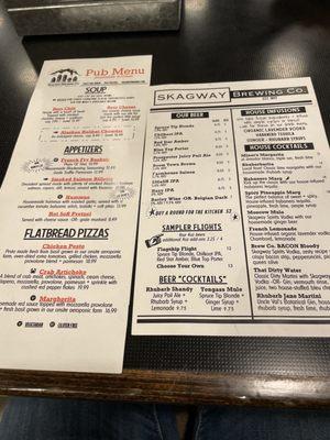 Beer and food menus