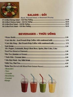 The new menu in Pho Saigon.