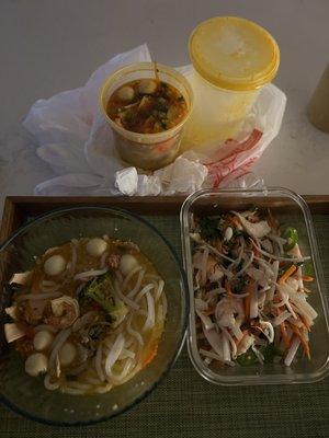 Special Combination Udon Noodle Soup Lotus Stem Salad with Shrimp and Pork