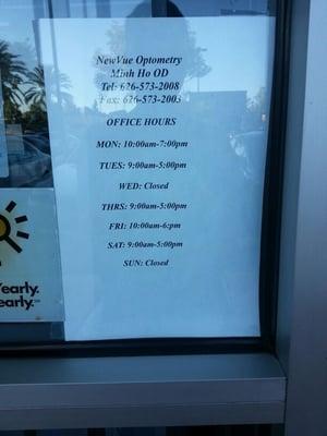 New hours 2013