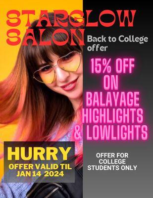 BACK TO COLLEGE OFFER- valid til Jan 14 2024 only