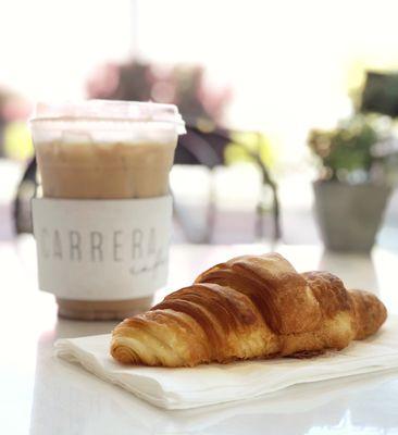 butter croissant + iced chai latte