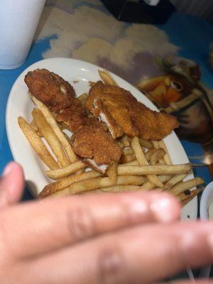 Kids chicken tenders and fries