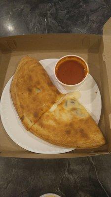 Used take-out 3 x since THIS Elizabeth's opened in Oct. '18. Photo of Calzone. Ham missing. All cheese. Good thing I ordered black olives!