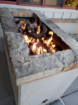 Fire pit outside the entrance