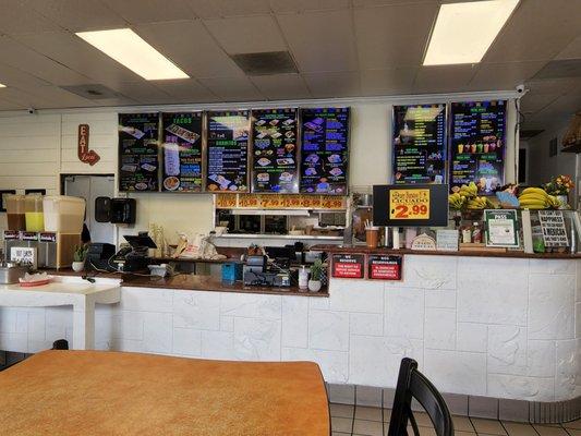 The counter and the menu.