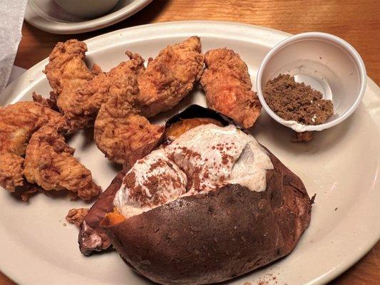 Chicken tenders with a sweet potato