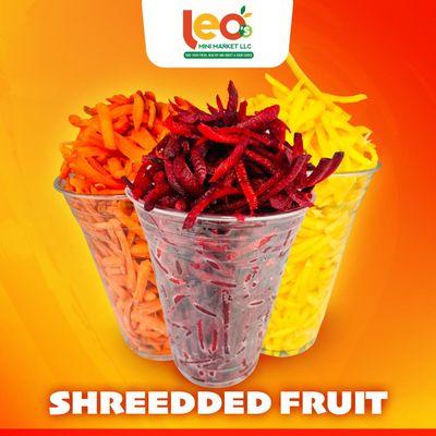 Shredded fruit: Mango, Jicama, Cucumber, Beets, or even Carrots! With a little bit of Tajin and Lime you've created a perfect snack!