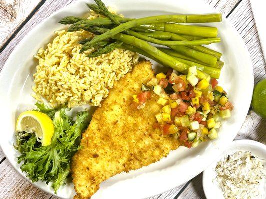 Coconut Crusted Haddock with Mango Salsa