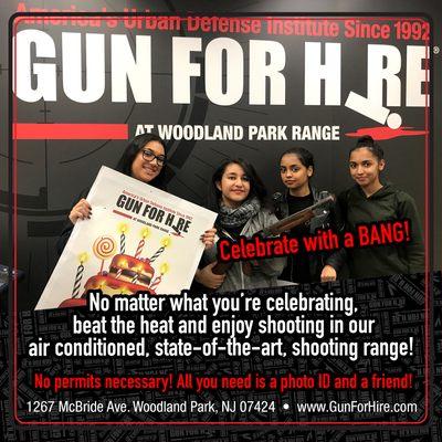 Parties are our specialty. Start a celebration with a bang at GunForHire