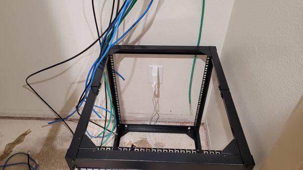 Cables too short for rolling network rack. Unable to terminate at the patch panel.