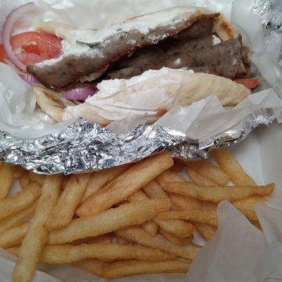 lamb and beef gyro with fries