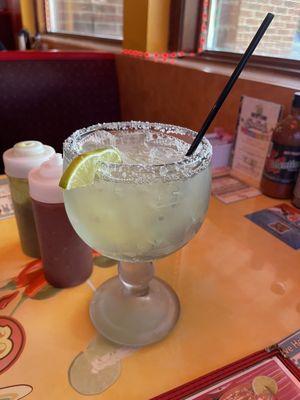 House margarita on the rocks, salt rim. Big!!