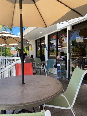 Patio porch area of Sisters Restaurant