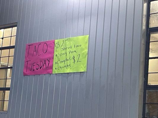 $2 Taco tuesday pricing and varieties