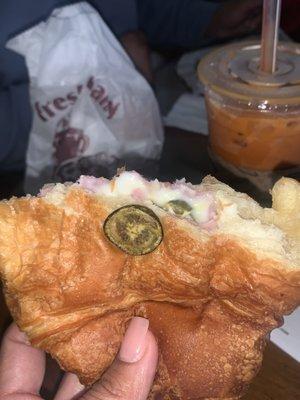 Ham, cheese, & jalapeño croissant