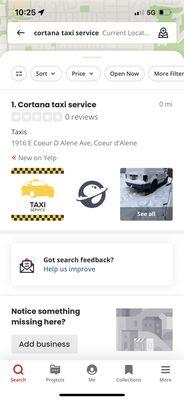 Cortana taxi service