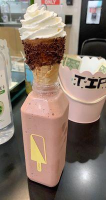 Chocolate dipped Strawberry Gelato Shake