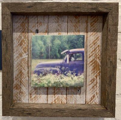 Photography framed with reclaimed wood