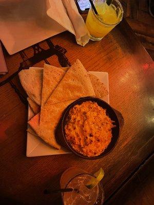 Buffalo Dip, watermelon margarita and ghost marg