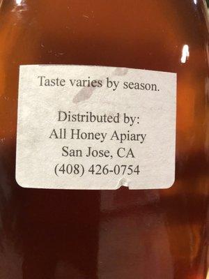 Local honey sold by 8oz, 16oz, and 32oz