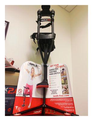 We have the iwalk 2.0 ! The Hands Free Pain Free Knee Crutch! Come in and have a Certified iwalk fitter fit you and have you walking today!