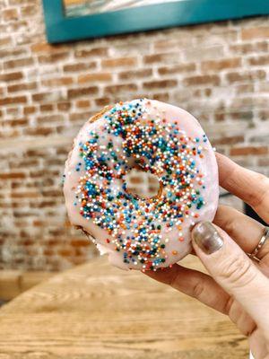 Birthday cake donut