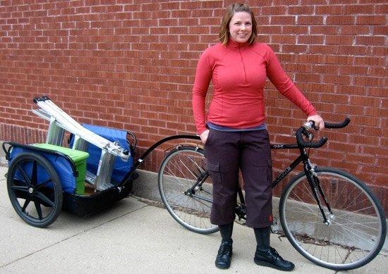 Harmony Haus' beginnings, back when I traveled by bike and trailer to my job sites!