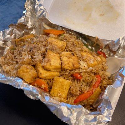 Spicy Basil Fried Rice Dish with tofu