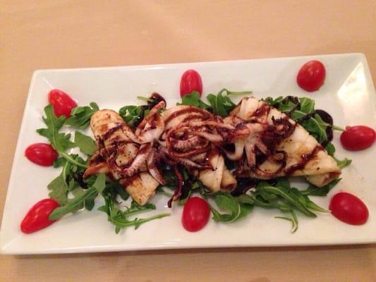 Grilled calamari with balsamic glaze