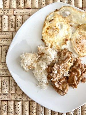 Loco Moco | Order choices, Kalua pork & over easy eggs. Also comes with sticky white rice and covered with brown gravy.