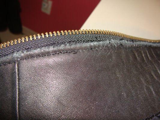 inside of coat chewed up when new zipper was put in