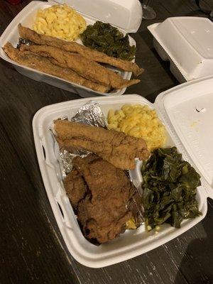 To the left is Fried Whiting Platter & Fried Leg and Thigh Platter